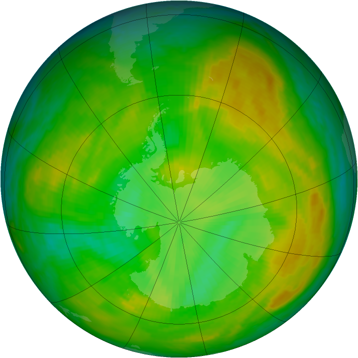 Antarctic ozone map for 19 December 1979